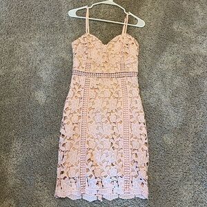 Lulu's Blush Lace Mini Dress